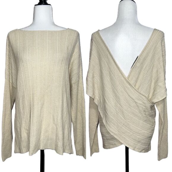 Derek Lam 10 Crosby Metallic Yarn Cross Front / Back Woolblend Sweater - Picture 1 of 8